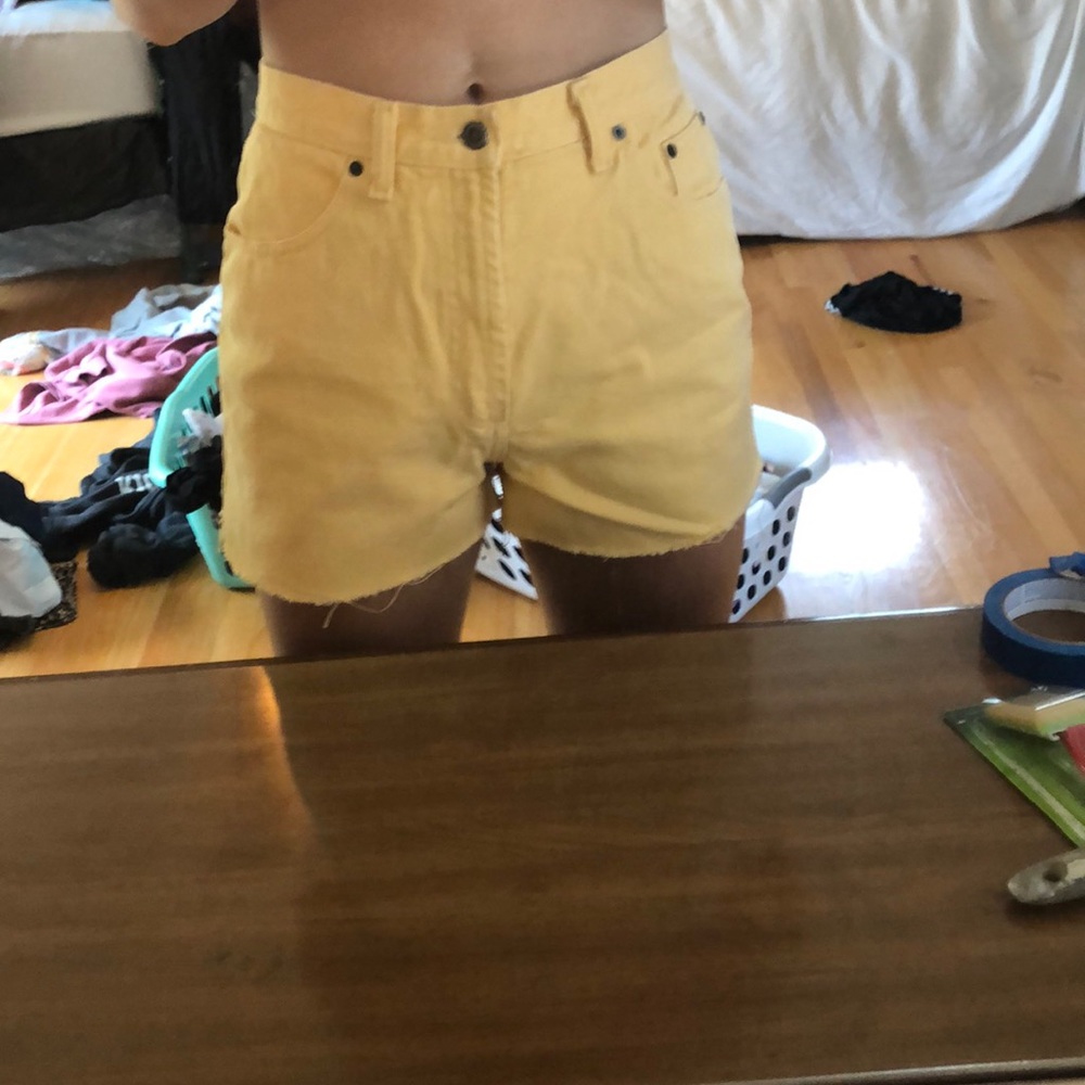Yellow jean shorts